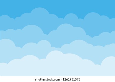 Sky and clouds. Background sky and cloud with blue color. Cartoon cloudy background. Vector illustration.