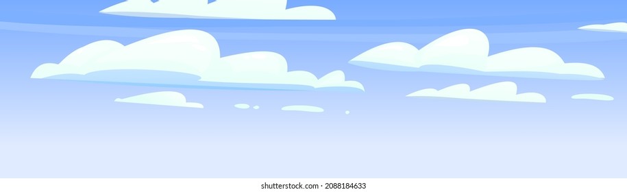 Sky clouds background. Illustration in cartoon style flat design. Heavenly atmosphere. Vector