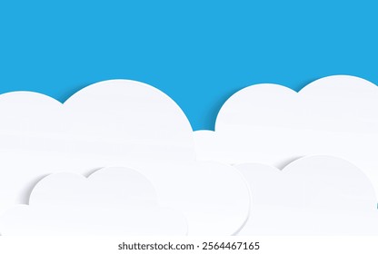 Sky and clouds background. Perfect for calming visuals, digital artwork, or scenic designs, offering a serene and open sky filled with soft, fluffy clouds.