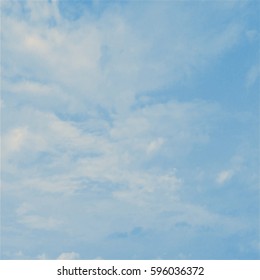 Sky with clouds background. Realistic blue sky background. Made with mesh. Vector illustration