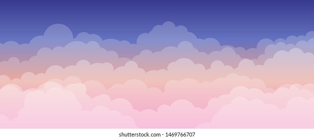 Sky and Clouds Background. Stylish design with a flat poster, flyers, postcards, web banners. Isolated Object. Vector illustration.