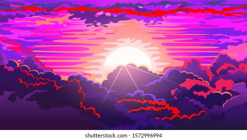 Sky and Clouds Background. Stylish design , flyers, postcards, web banners. Isolated Object. Vector illustration.