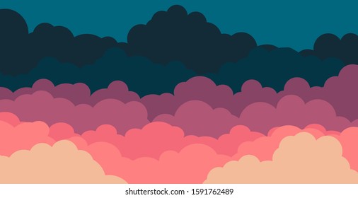 Sky and Clouds Background. Stylish design with a flat poster, flyers, postcards, web banners. Isolated Object. Vector illustration.