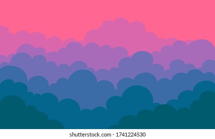 Sky and Clouds Background. Stylish design with a flat poster, flyers, postcards, web banners. Isolated Object. Vector illustration.