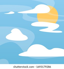 Sky with clouds background. vector illustration .