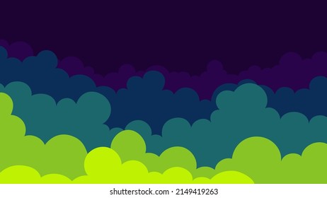 Sky and Clouds, Beautiful Background. Green range colors. Stylish design with flat, cartoon poster, flyers, postcards, web banners. holiday mood, airy atmosphere. Isolated Object. Vector illustration