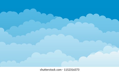 Sky and Clouds, Beautiful Background. Stylish design with a flat, cartoon poster, flyers, postcards, web banners. holiday mood, airy atmosphere. Isolated Object. Design Material. Vector illustration.