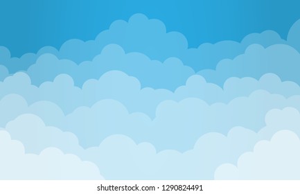 Sky and Clouds, Beautiful Background. Stylish design with a flat, cartoon poster, flyers, postcards, web banners. holiday mood, airy atmosphere. Isolated Object. Design Material. Vector illustration.