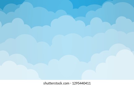 Sky and Clouds, Beautiful Background. Stylish design with a flat, cartoon poster, flyers, postcards, web banners. holiday mood, airy atmosphere. Isolated Object. Design Material. Vector illustration.