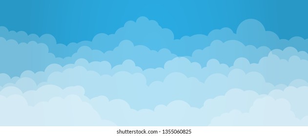 Sky and Clouds, Beautiful Background. Stylish design with a flat, cartoon poster, flyers, postcards, web banners. holiday mood, airy atmosphere. Isolated Object. Design Material. Vector illustration.