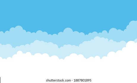 Sky and Clouds, Beautiful Background. Stylish design with a flat, cartoon poster, flyers, postcards, web banners. holiday mood, airy atmosphere. Isolated Object. Design Material. Vector illustration.