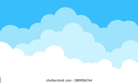 Himmel und Wolken, schöner Hintergrund. Stilvolles Design mit einem flachen, Cartoon Poster, Flyer, Postkarten, Webbanner. Urlaubsstimmung, luftige Atmosphäre. Isoliertes Objekt. Design-Material. Vektorgrafik.