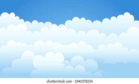 Sky and Clouds, Beautiful Background. Stylish design with a flat, cartoon poster, flyers, postcards, web banners. holiday mood, airy atmosphere. Isolated Object. Design Material. Vector illustration.