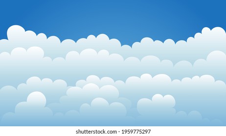 Sky and Clouds, Beautiful Background. Stylish design with a flat, cartoon poster, flyers, postcards, web banners. holiday mood, airy atmosphere. Isolated Object. Design Material. Vector illustration.