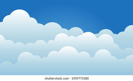 Sky and Clouds, Beautiful Background. Stylish design with a flat, cartoon poster, flyers, postcards, web banners. holiday mood, airy atmosphere. Isolated Object. Design Material. Vector illustration.