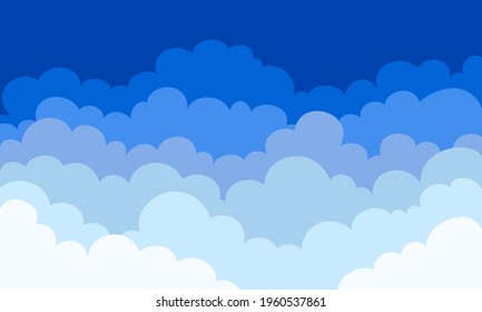 Sky and Clouds, Beautiful Background. Stylish design with a flat, cartoon poster, flyers, postcards, web banners. holiday mood, airy atmosphere. Isolated Object. Design Material. Vector illustration.