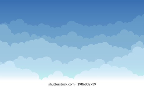 Sky and Clouds, Beautiful Background. Stylish design with a flat, cartoon poster, flyers, postcards, web banners. holiday mood, airy atmosphere. Ultra Wide Size. Design Material. Vector illustration.