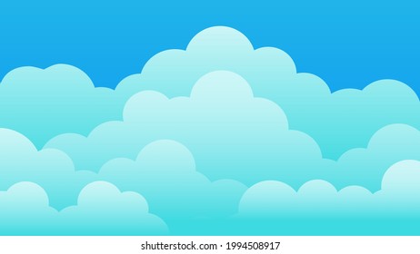 Sky and Clouds, Beautiful Background. Stylish design with a flat, cartoon poster, flyers, postcards, web banners. holiday mood, airy atmosphere. Isolated Object. Design Material. Vector illustration.