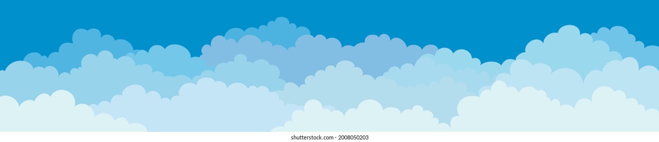 Cielo y nubes, bello fondo. Diseño elegante con un afiche plano, caricatura, volantes, postales, banners web. ambiente vacacional, ambiente aireado. Objeto aislado. De tamaño ultraamplio. Ilustración vectorial.