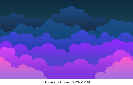 Cielo y nubes, bello fondo. Diseño elegante con un afiche plano, caricatura, volantes, postales, banners web. ambiente vacacional, ambiente aireado. Objeto aislado. Material de diseño. Ilustración vectorial.