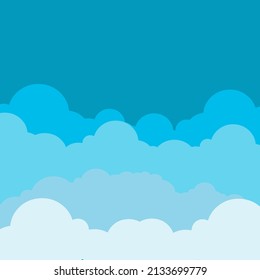 Sky and Clouds, Beautiful Background. Stylish design with a flat, cartoon poster, flyers, postcards, web banners. holiday mood, airy atmosphere. Isolated Object. Design Material. Vector illustration.