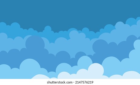 Himmel und Wolken, schöner Hintergrund. Stilvolles Design mit einem flachen, Cartoon Poster, Flyer, Postkarten, Webbanner. Urlaubsstimmung, luftige Atmosphäre. Isoliertes Objekt. Große Größe. Vektorgrafik.