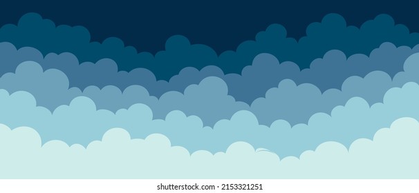 Cielo y nubes, bello fondo. Diseño elegante con un afiche plano, caricatura, volantes, postales, banners web. ambiente vacacional, ambiente aireado. Objeto aislado. De tamaño ultraamplio. Ilustración vectorial.