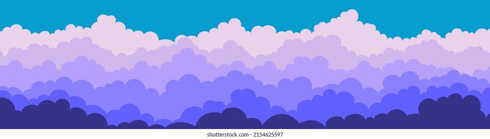 Cielo y nubes, bello fondo. Diseño elegante con un afiche plano, caricatura, volantes, postales, banners web. ambiente vacacional, ambiente aireado. Objeto aislado. De tamaño ultraamplio. Ilustración vectorial.