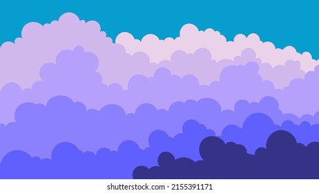 Cielo y nubes, bello fondo. Diseño elegante con un afiche plano, caricatura, volantes, postales, banners web. ambiente vacacional, ambiente aireado. Objeto aislado. Material de diseño. Ilustración vectorial.