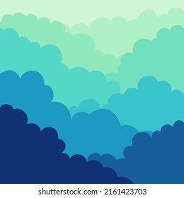 Sky and Clouds, Beautiful Background. Stylish design with a flat, cartoon poster, flyers, postcards, web banners. holiday mood, airy atmosphere. Isolated Object. Design Material. Vector illustration.