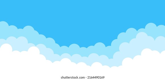 Sky and Clouds, Beautiful Background. Stylish design with a flat, cartoon poster, flyers, postcards, web banners. holiday mood, airy atmosphere. Isolated Object. Design Material. Vector illustration.