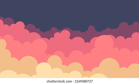 Cielo y nubes, bello fondo. Diseño elegante con un afiche plano, caricatura, volantes, postales, banners web. ambiente vacacional, ambiente aireado. Objeto aislado. Material de diseño. Ilustración vectorial.