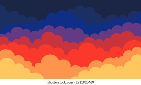 Sky and Clouds, Beautiful Background. Stylish design with a flat, cartoon poster, flyers, postcards, web banners. holiday mood, airy atmosphere. Isolated Object. Design Material. Vector illustration.