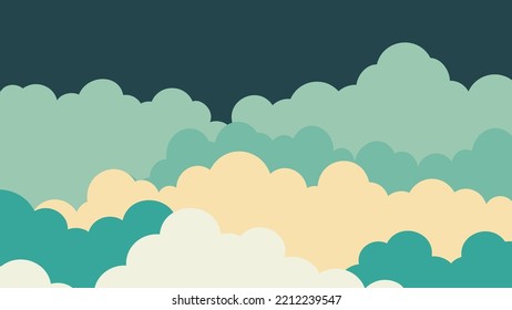 Sky and Clouds, Beautiful Background. Stylish design with a flat, cartoon poster, flyers, postcards, web banners. holiday mood, airy atmosphere. Isolated Object. Design Material. Vector illustration.