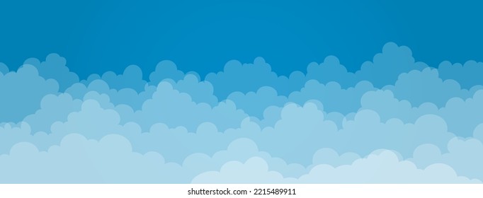Himmel und Wolken, schöner Hintergrund. Stilvolles Design mit einem flachen, Cartoon Poster, Flyer, Postkarten, Webbanner. Urlaubsstimmung, luftige Atmosphäre. Isoliertes Objekt. Design-Material. Vektorgrafik.