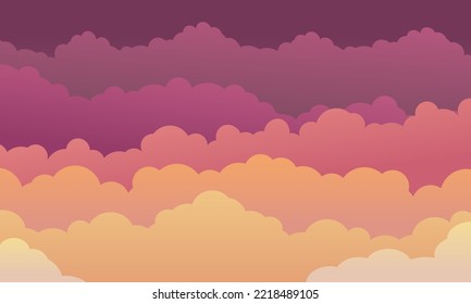 Sky and Clouds, Beautiful Background. Stylish design with a flat, cartoon poster, flyers, postcards, web banners. holiday mood, airy atmosphere. Isolated Object. Design Material. Vector illustration.