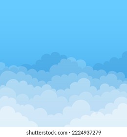 Sky and Clouds, Beautiful Background. Stylish design with a flat, cartoon poster, flyers, postcards, web banners. holiday mood, airy atmosphere. Isolated Object. Design Material. Vector illustration.