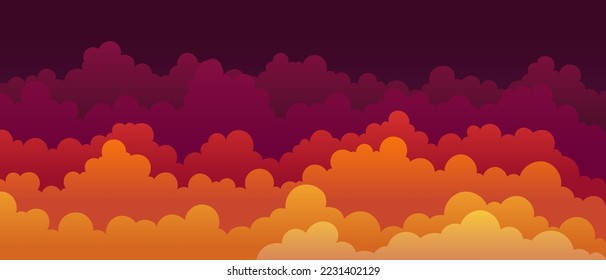 Sky and Clouds, Beautiful Background. Stylish design with a flat, cartoon poster, flyers, postcards, web banners. holiday mood, airy atmosphere. Ultra Wide Size. Design Material. Vector illustration.