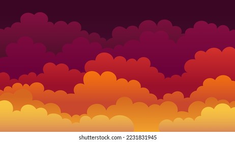 Himmel und Wolken, schöner Hintergrund. Stilvolles Design mit einem flachen, Cartoon Poster, Flyer, Postkarten, Webbanner. Urlaubsstimmung, luftige Atmosphäre. Große Größe. Design-Material. Vektorgrafik.