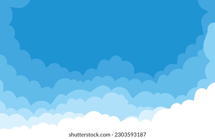 Sky and Clouds, Beautiful Background. Stylish design with a flat, cartoon poster, flyers, postcards, web banners. holiday mood, airy atmosphere. Isolated Object. Design Material. Vector illustration.
