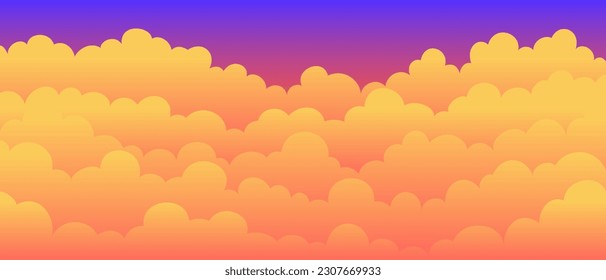 Sky and Clouds, Beautiful Background. Stylish design with a flat, cartoon poster, flyers, postcards, web banners. holiday mood, airy atmosphere. Isolated Object. Design Material. Vector illustration.