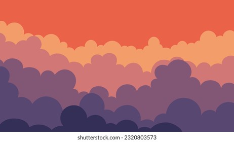 Sky and Clouds, Beautiful Background. Stylish design with a flat, cartoon poster, flyers, postcards, web banners. holiday mood, airy atmosphere. Isolated Object. Design Material. Vector illustration.