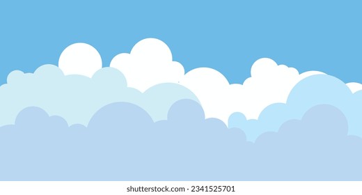 Sky and Clouds, Beautiful Background. Stylish design with a flat, cartoon poster, flyers, postcards, web banners. holiday mood, airy atmosphere. Isolated Object. Design Material. Vector illustration.
