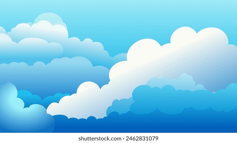 Sky and Clouds, Beautiful Background. Stylish design with a flat, cartoon poster, flyers, postcards, web banners. holiday mood, airy atmosphere. Isolated Object. Design Material. Vector illustration.