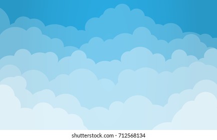Sky and Clouds, Beautiful Background. Stylish design with a flat, cartoon poster, flyers, postcards, web banners. holiday mood, airy atmosphere. Isolated Object. Design Material. Vector illustration. - Shutterstock ID 712568134
