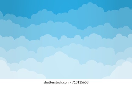 Sky and Clouds, Beautiful Background. Stylish design with a flat, cartoon poster, flyers, postcards, web banners. holiday mood, airy atmosphere. Isolated Object. Design Material. Vector illustration.