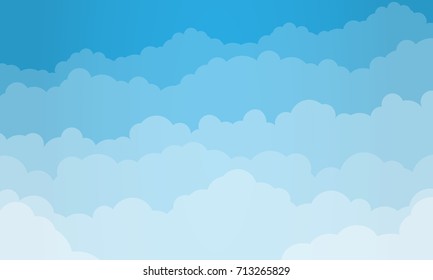 Sky and Clouds, Beautiful Background. Stylish design with a flat, cartoon poster, flyers, postcards, web banners. holiday mood, airy atmosphere. Isolated Object. Design Material. Vector illustration.