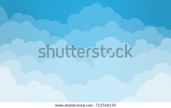 空と雲の背景 平らなポスター チラシ はがき ウェブバナーを使ったスタイリッシュなデザイン 分離型オブジェクト ベクターイラスト のベクター画像素材 ロイヤリティフリー