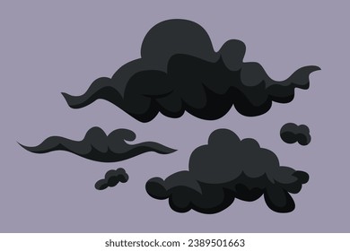 Sky clouds black. Clouds concept. Colored flat vector illustration isolated.