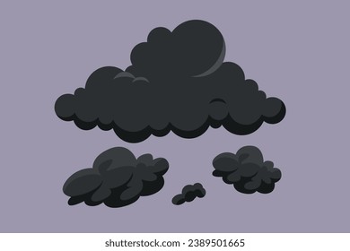 Nubes de cielo negras. Concepto de nubes. Ilustración vectorial plana de color aislada.